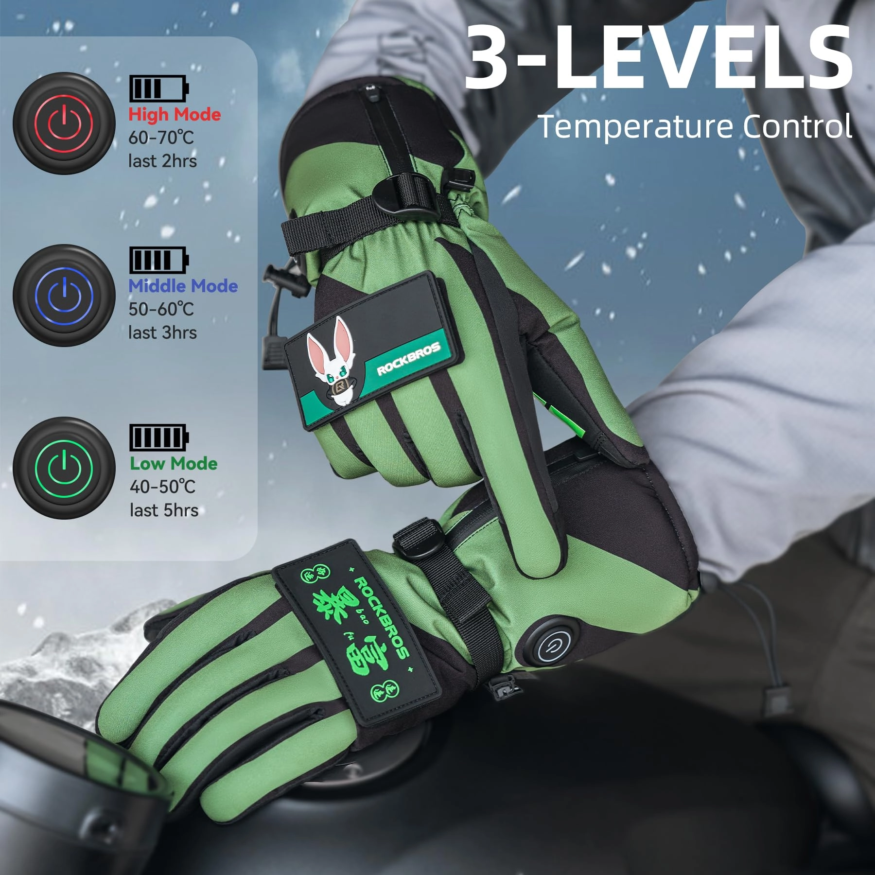 ROCKBROS Heated Gloves, Rechargeable Winter Touchscreen Hand Warmers for Men  Women