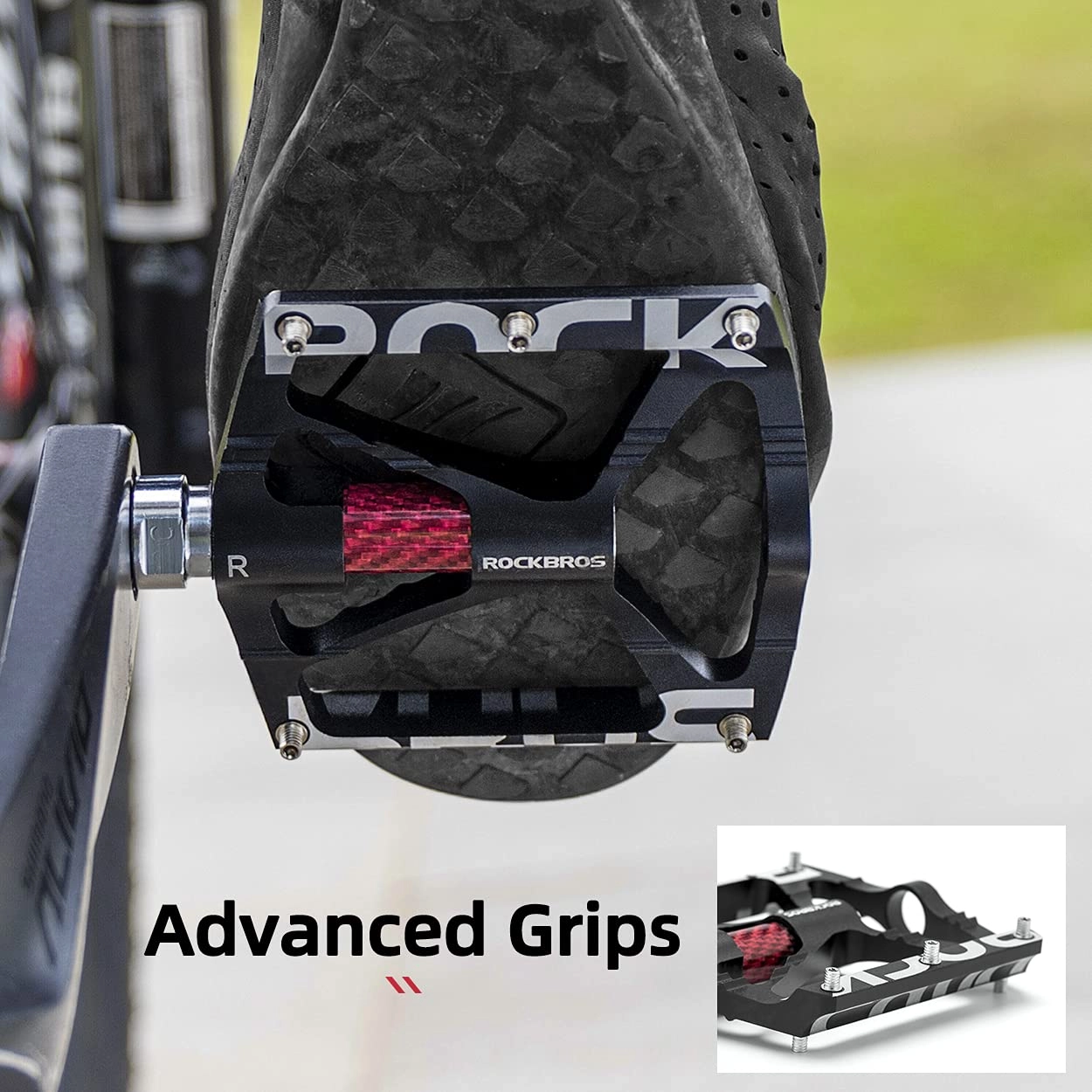 ROCKBROS Mountain Bike Pedals MTB BMX  Pedals CNC Non-Slip Lightweight Aluminum Alloy Bicycle Pedals 9/16"
