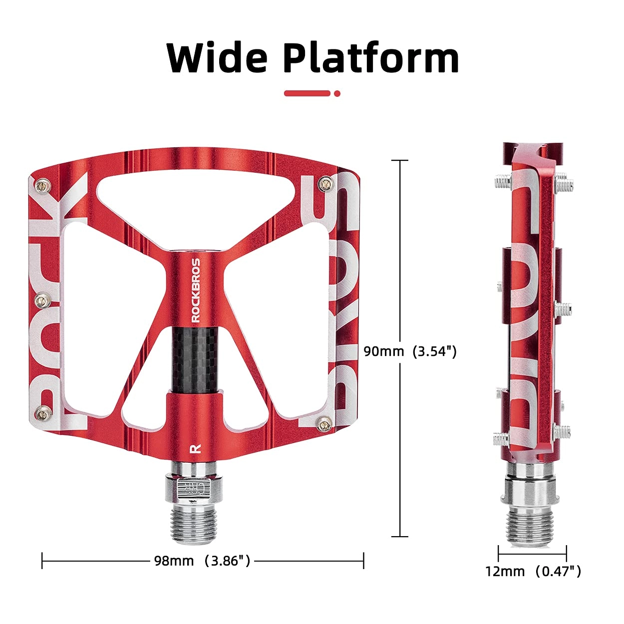 ROCKBROS Mountain Bike Pedals MTB BMX  Pedals CNC Non-Slip Lightweight Aluminum Alloy Bicycle Pedals 9/16"