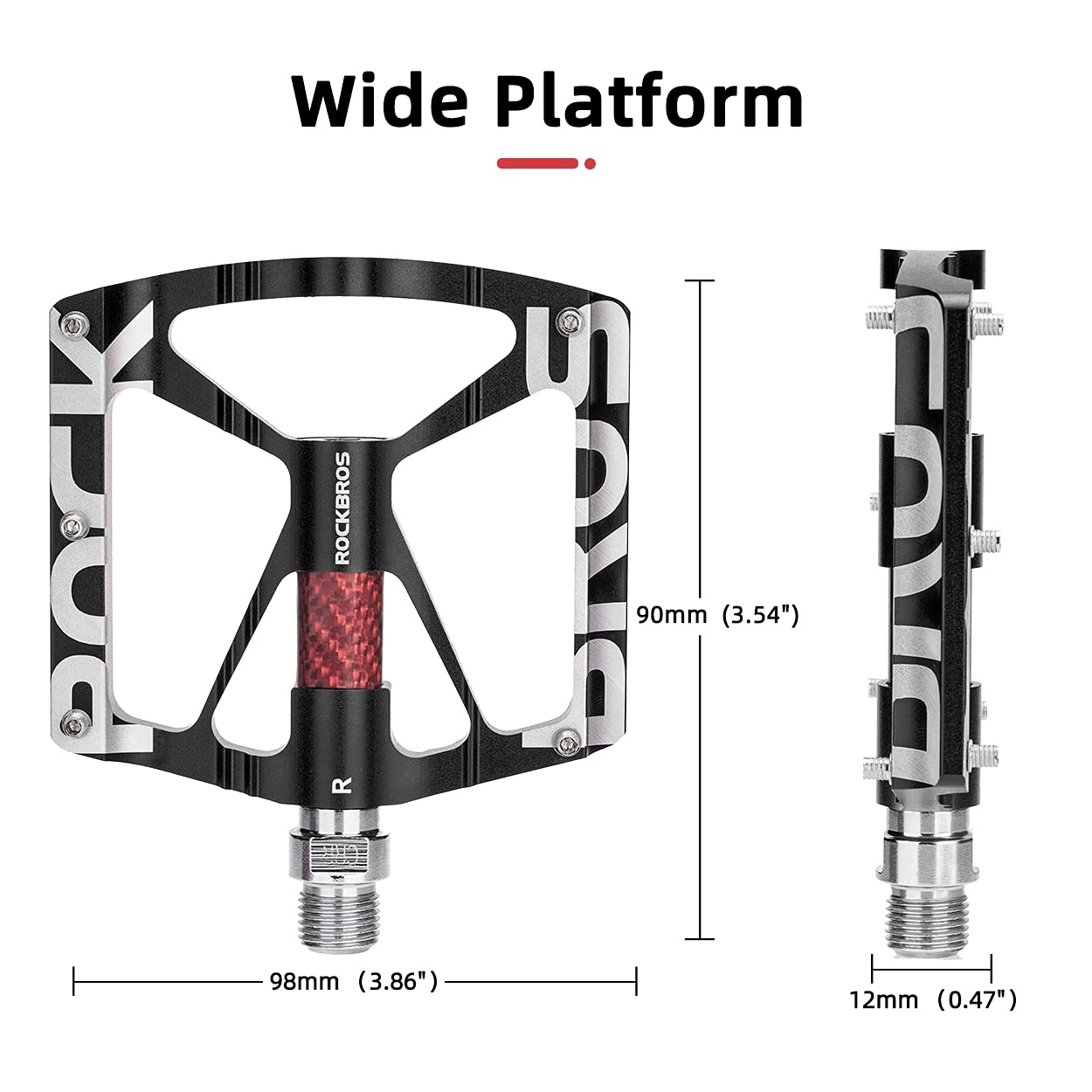 ROCKBROS Mountain Bike Pedals MTB BMX  Pedals CNC Non-Slip Lightweight Aluminum Alloy Bicycle Pedals 9/16"