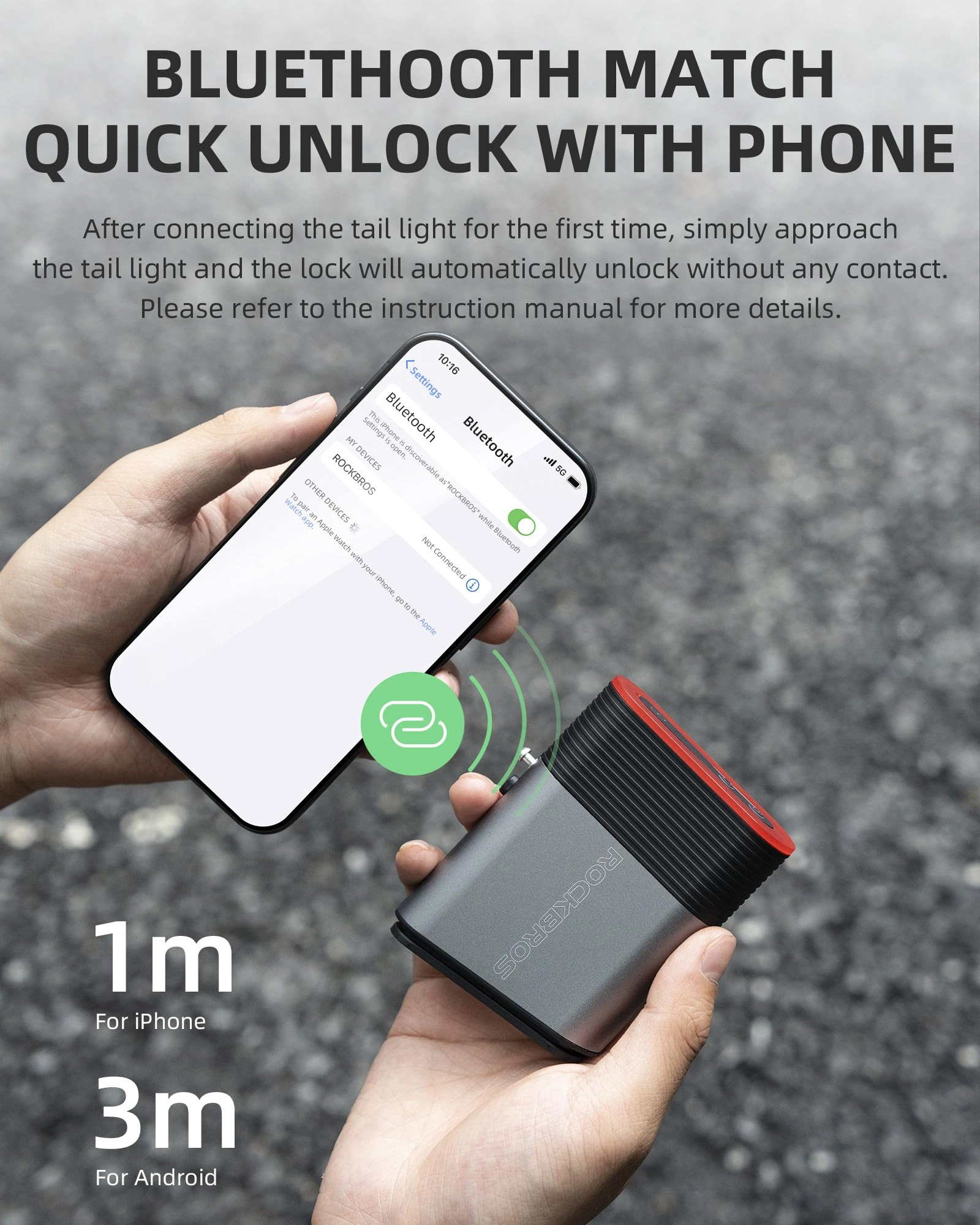 ROCKBROS Smart Bluetooth Lock Light Brake Sensing 5 Modes Diurnal Light