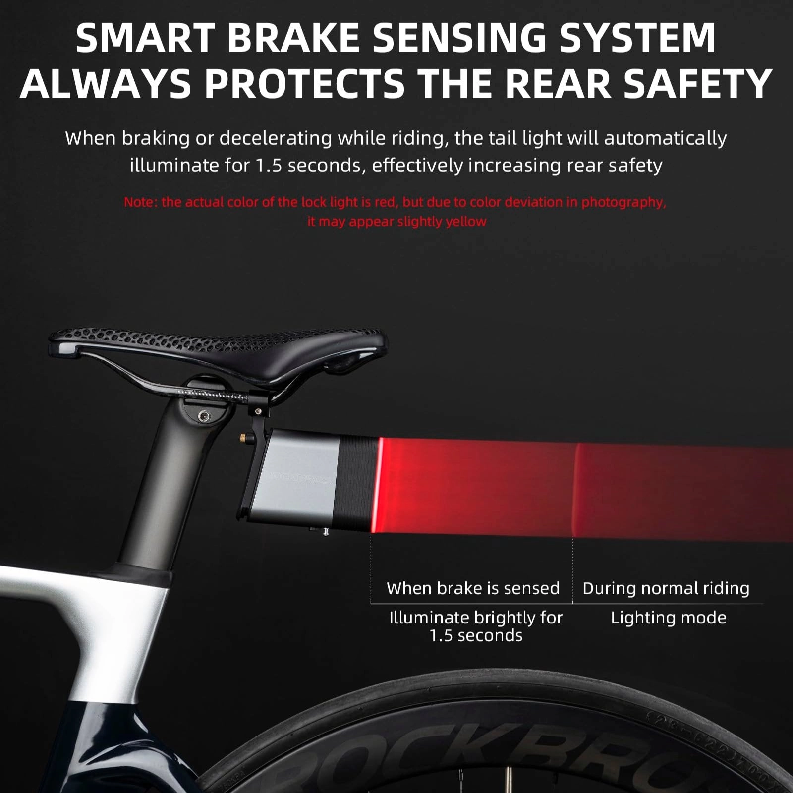 ROCKBROS Smart Bluetooth Lock Light Brake Sensing 5 Modes Diurnal Light