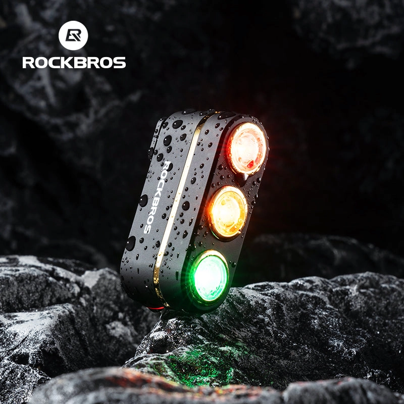 ROCKBROS Smart Waterproof Brake Light Traffic Light Style Rechargeable Bike Taillight