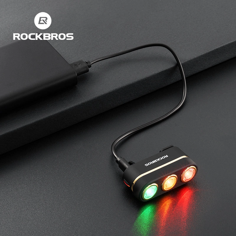 ROCKBROS Smart Waterproof Brake Light Traffic Light Style Rechargeable Bike Taillight