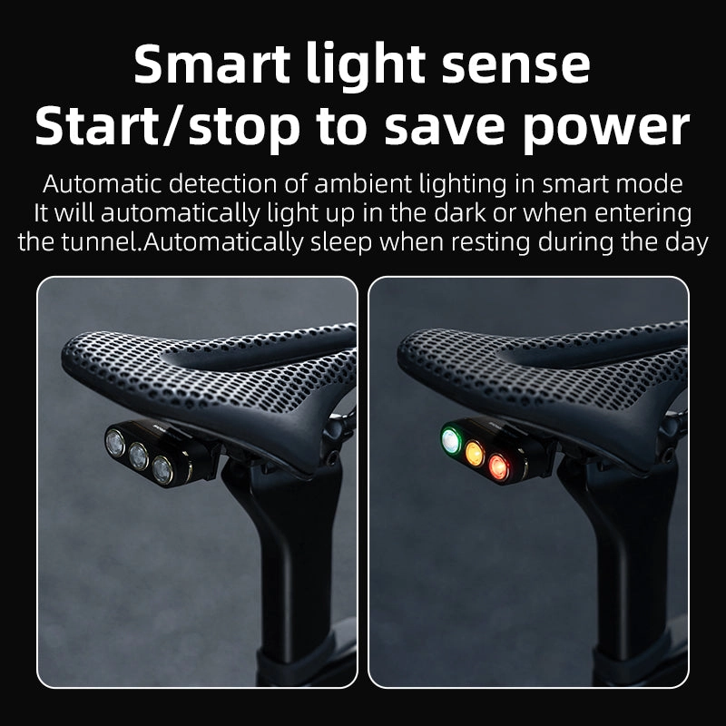 ROCKBROS Smart Waterproof Brake Light Traffic Light Style Rechargeable Bike Taillight