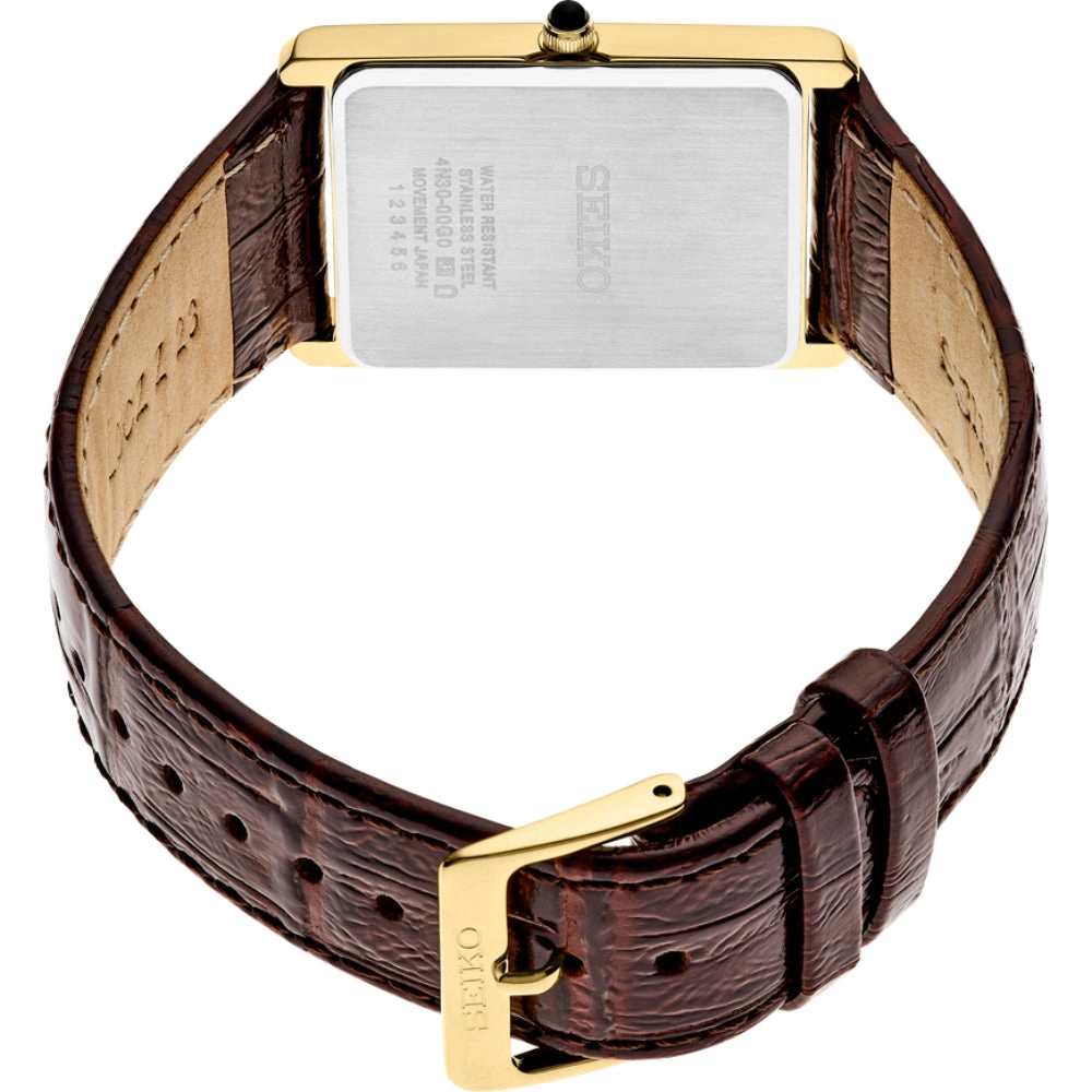Seiko Essentials Collection Gold -Tone Rectangular Quartz Watch