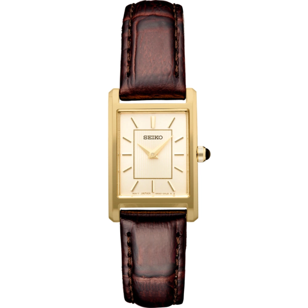 Seiko Essentials Rectangular Gold-Tone Quartz Watch