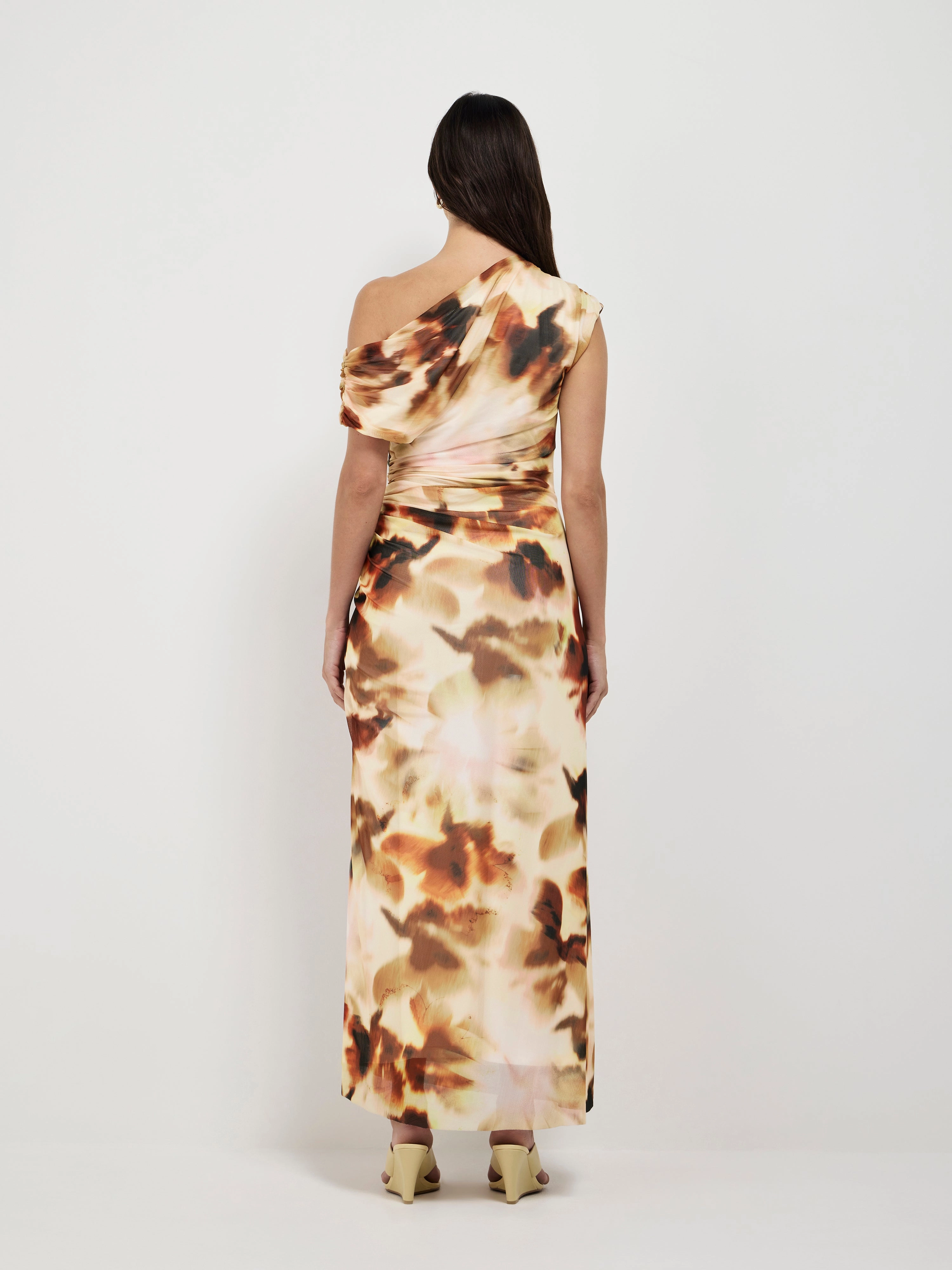 SHADED BLOOM MESH MAXI DRESS
