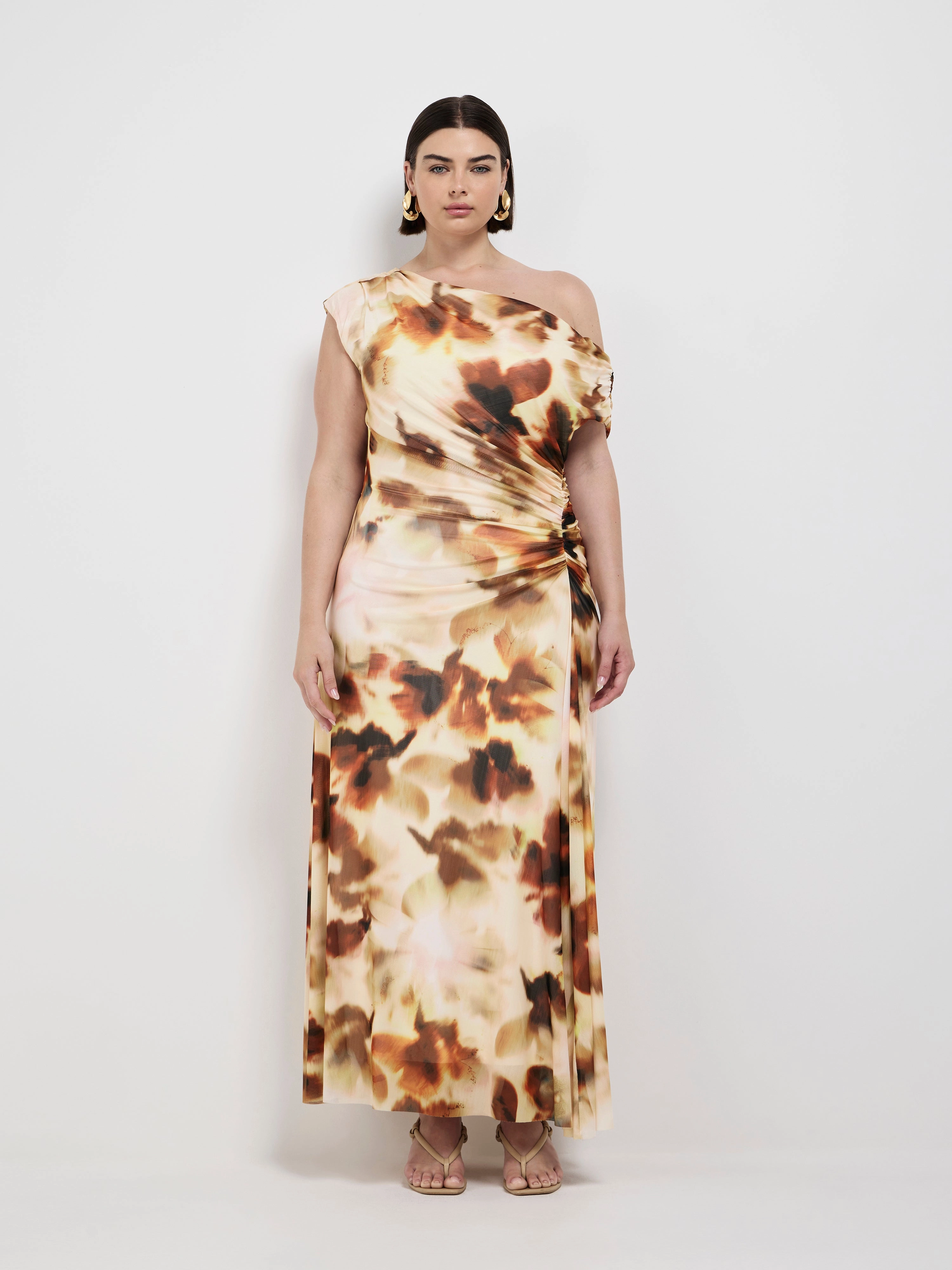 SHADED BLOOM MESH MAXI DRESS