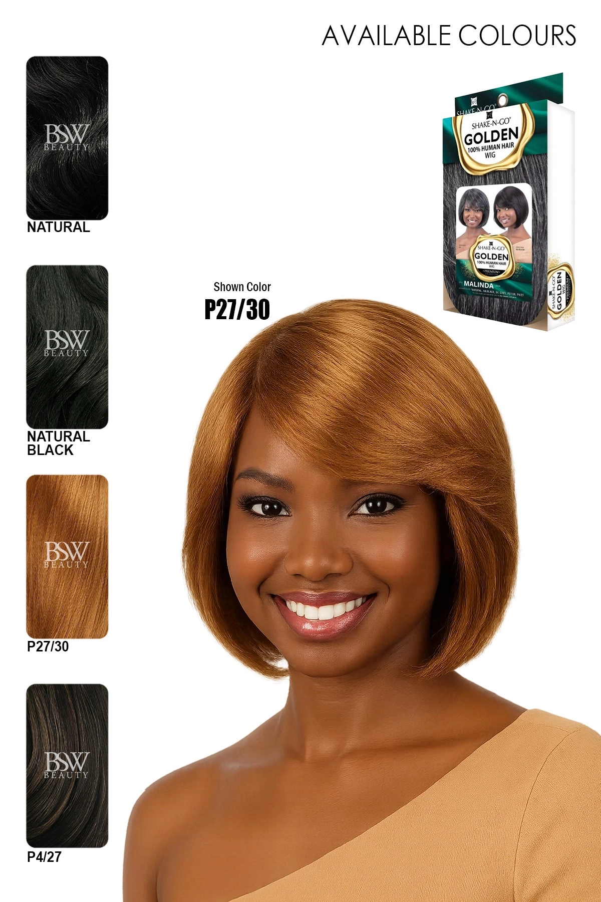 SHAKE N GO GOLDEN 100% HUMAN HAIR WIG - MALINDA