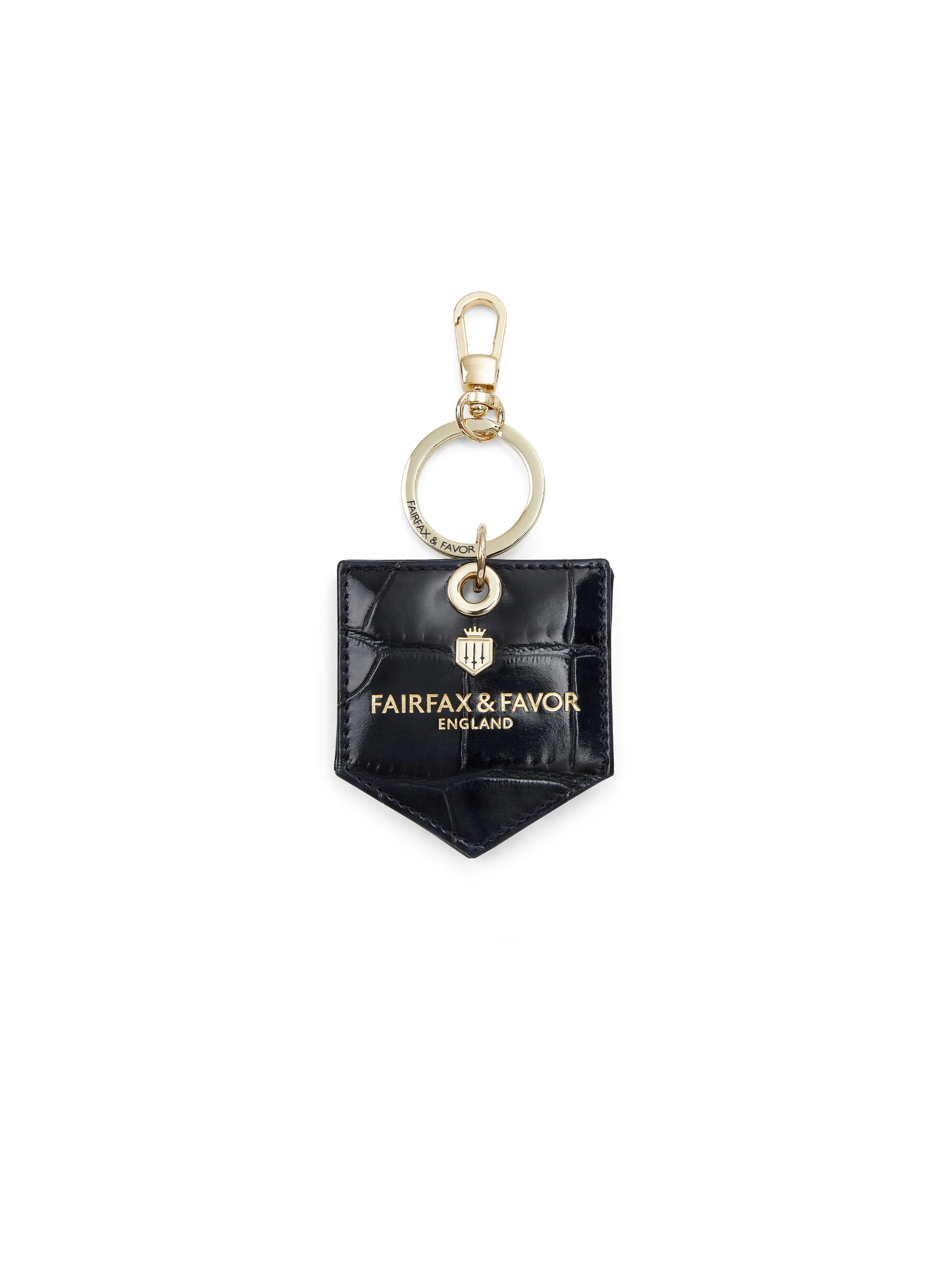 Signature Key Ring Mirror - High Shine Navy Croc