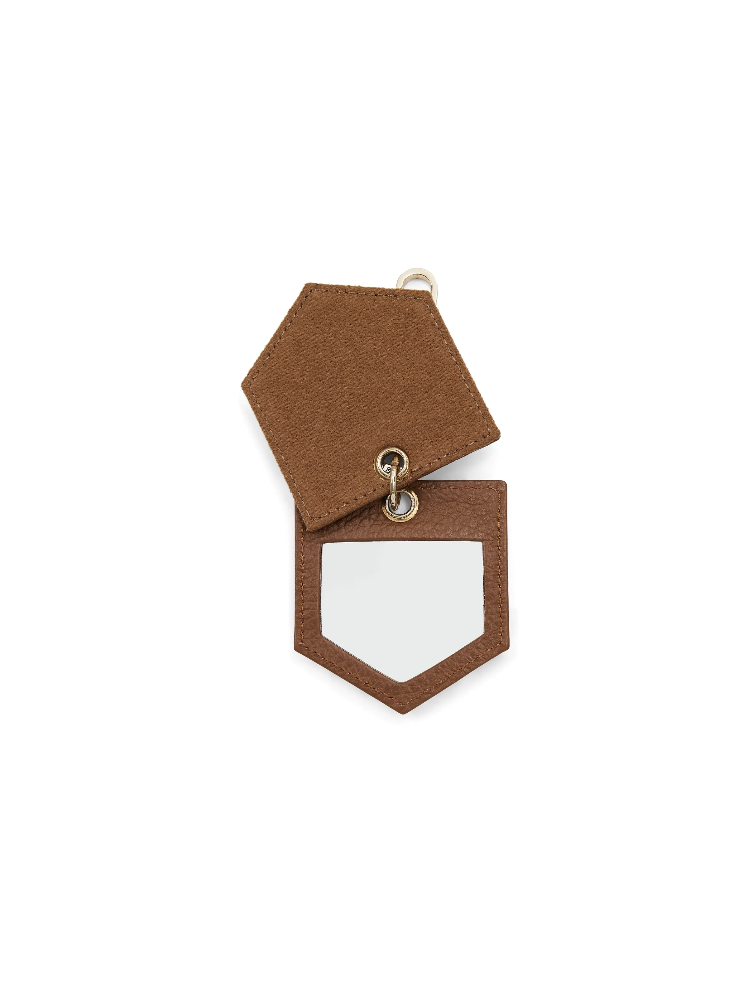 Signature Key Ring Mirror - Pebbled Tan Leather
