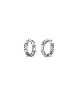 Silver Crystal Baguette Hoop Earrings