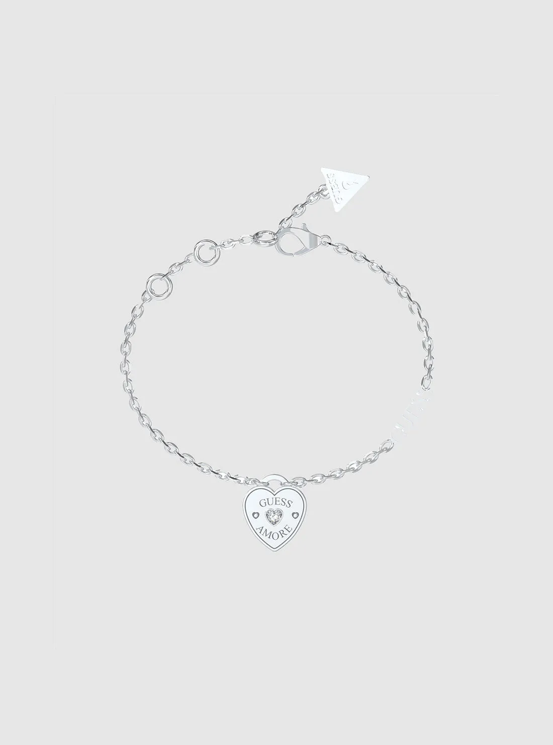 Silver Logo Heart Charm Bracelet