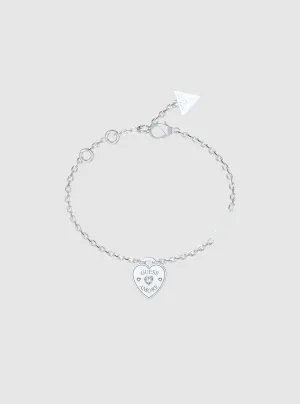 Silver Logo Heart Charm Bracelet