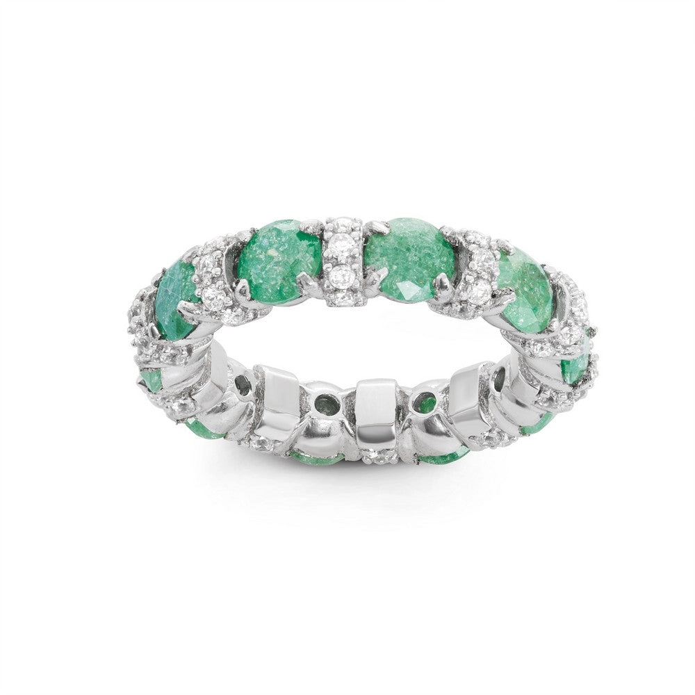Sterling Silver CZ and Green Ice Eternity Ring - W-1486