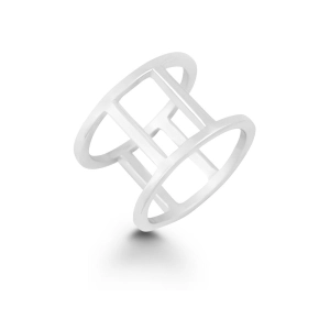 Sterling Silver Double Vertical Bars Ring - W-9942