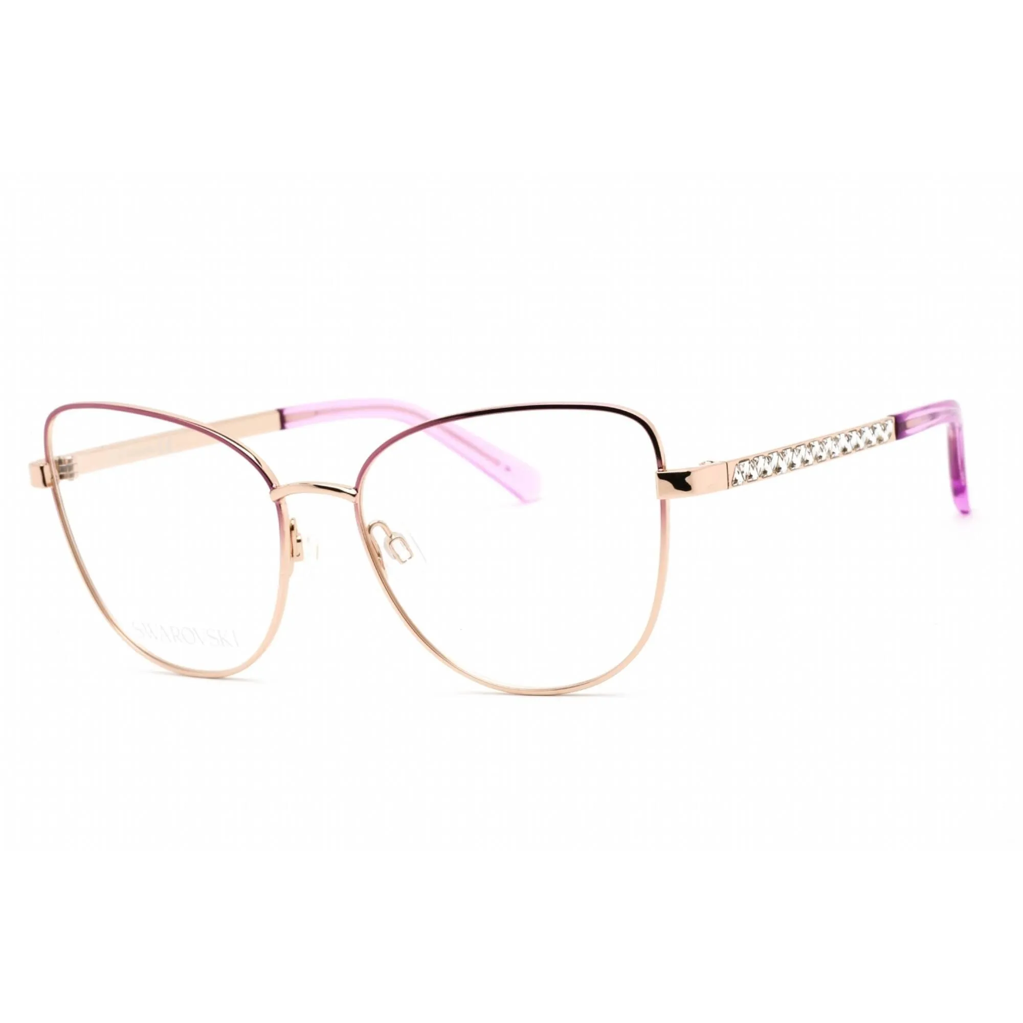 Swarovski Women's Eyeglasses - Cat Eye Shape Violet/Rose Gold Metal Frame | SK5451 083