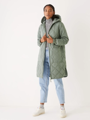 The Skyline Hooded Coat in Agave green