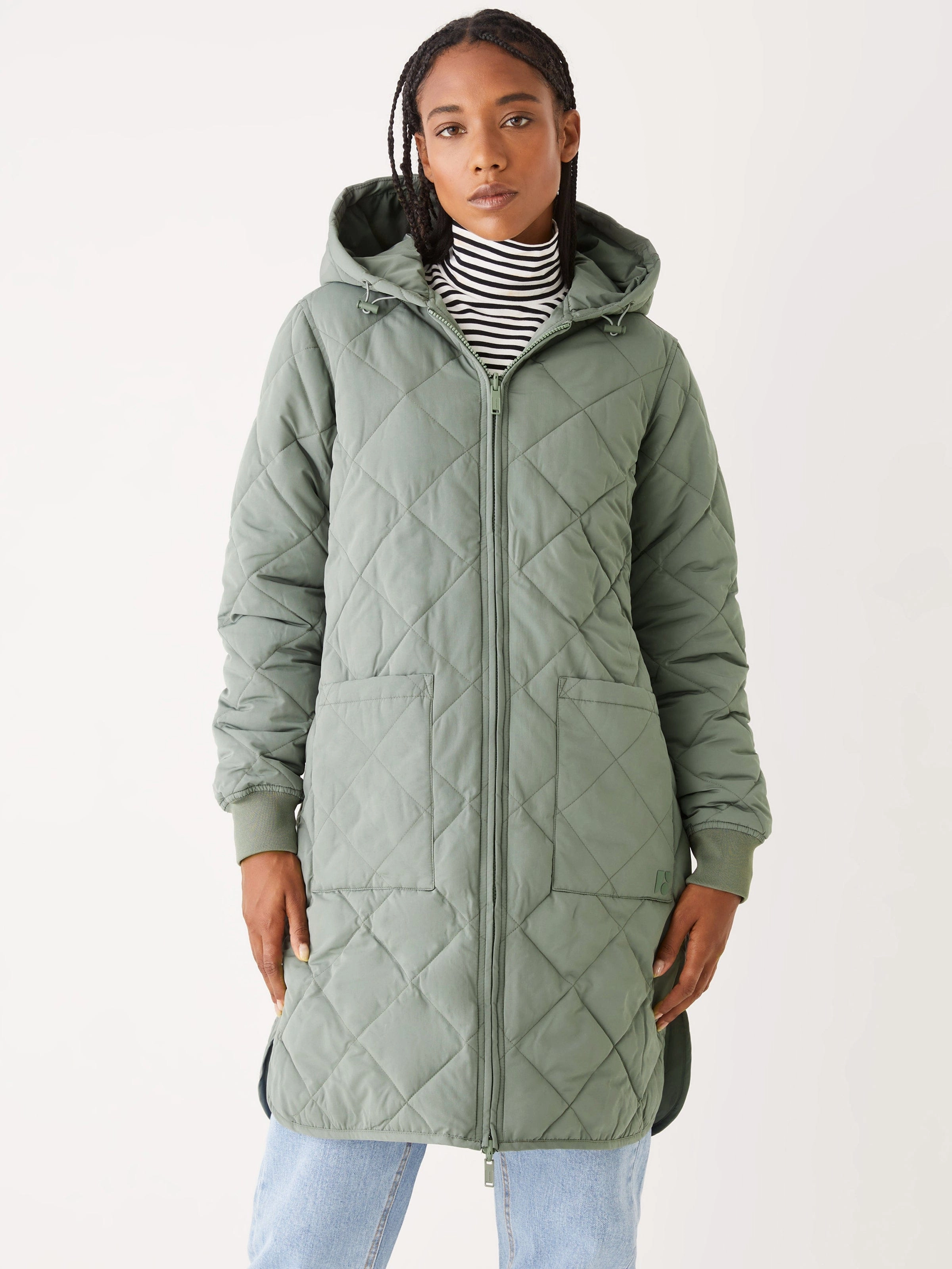The Skyline Hooded Coat in Agave green