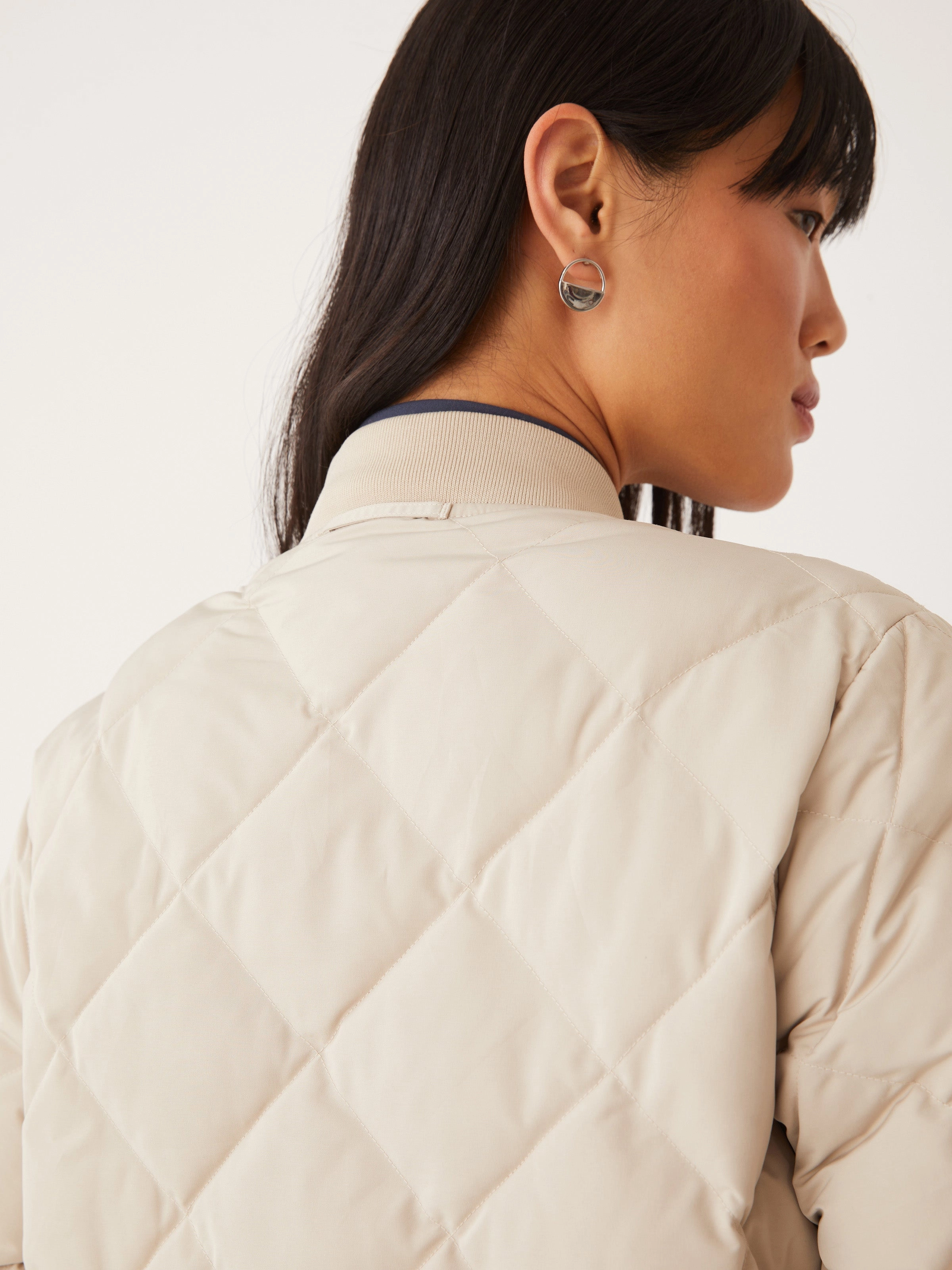 The Skyline Reversible Maxi Bomber in Feather Grey