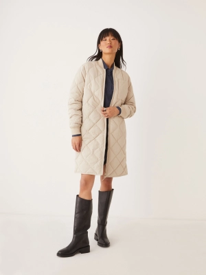 The Skyline Reversible Maxi Bomber in Feather Grey