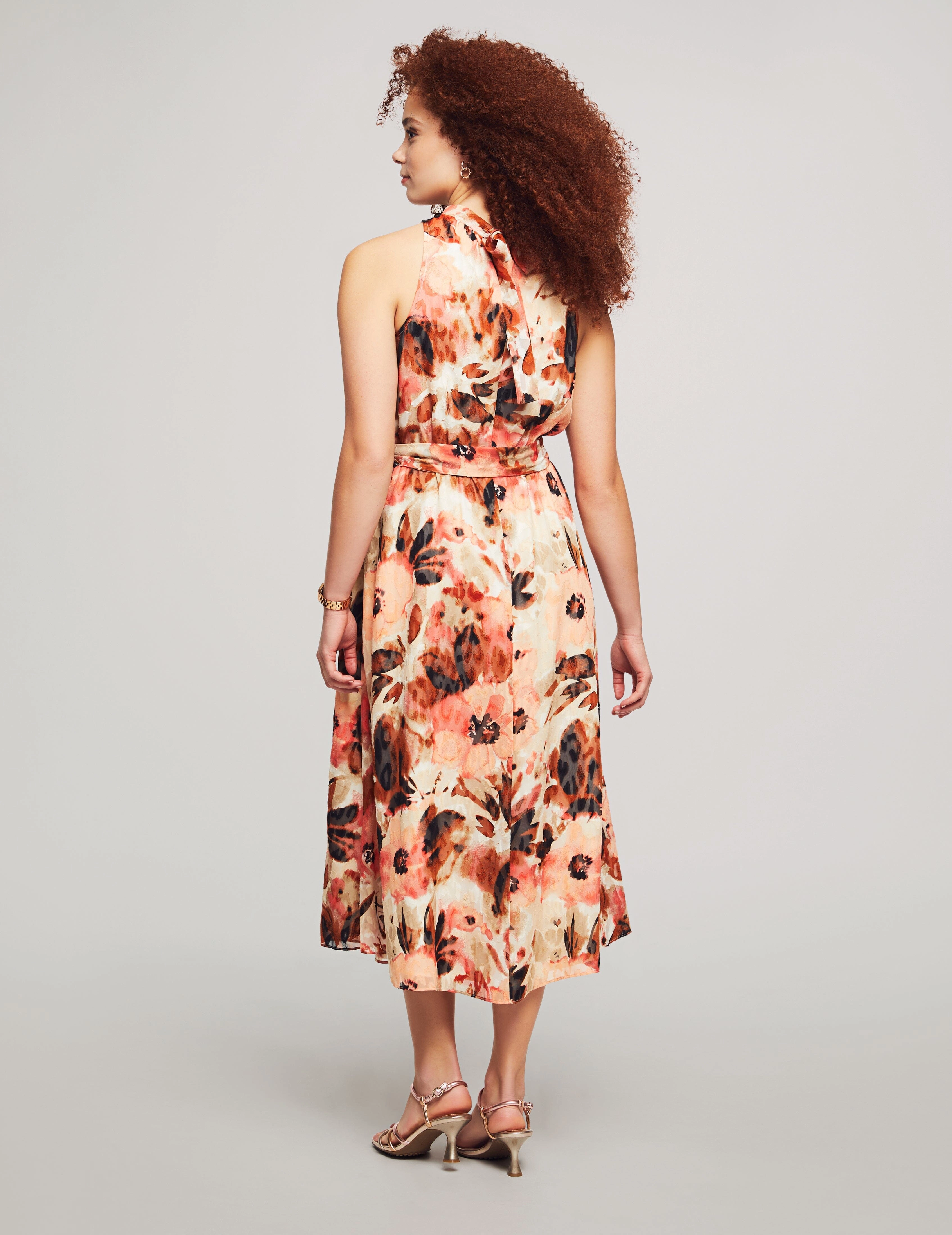 Tie Neck Halter Midi Dress- Sale