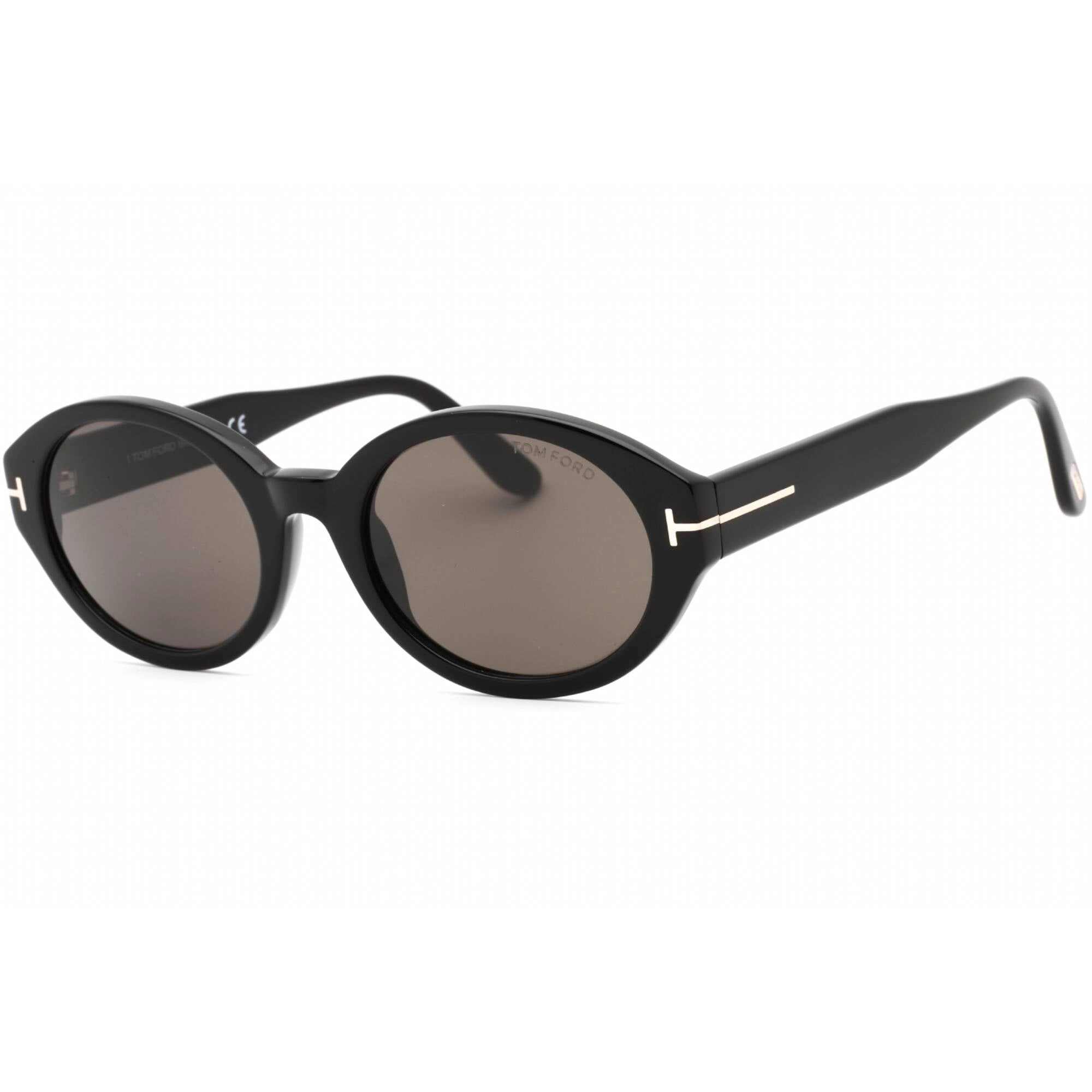 Tom Ford Women's Sunglasses - Shiny Black Plastic Oval Frame Smoke Lens | FT0916 01A