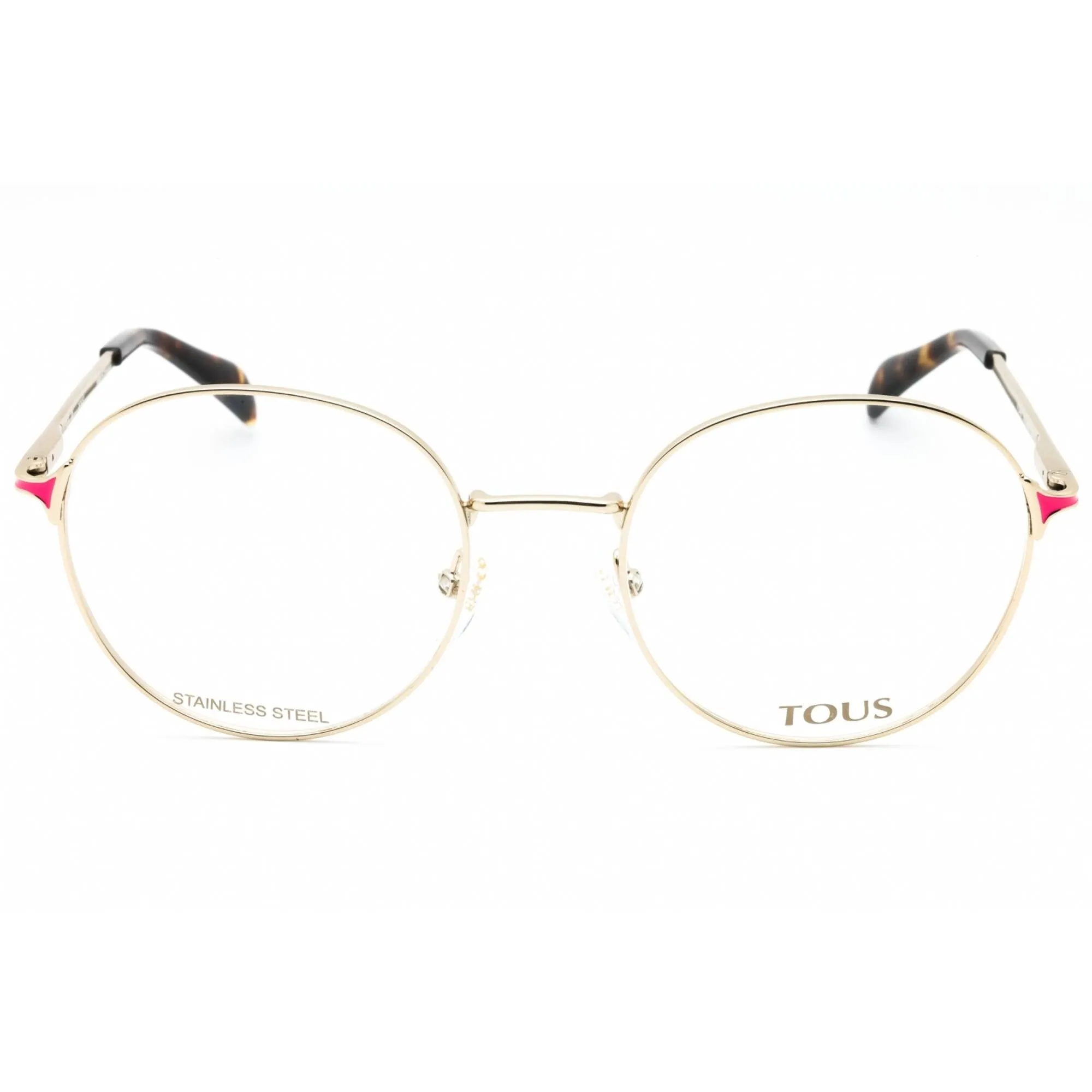 Tous Women's Eyeglasses - Light Gold Metal Round Shape Full Rim Frame | VTO448 0492