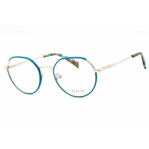 Tous Women's Eyeglasses - Shiny Light Gold/Green Metal Round Full Rim | VTO451 0SN9