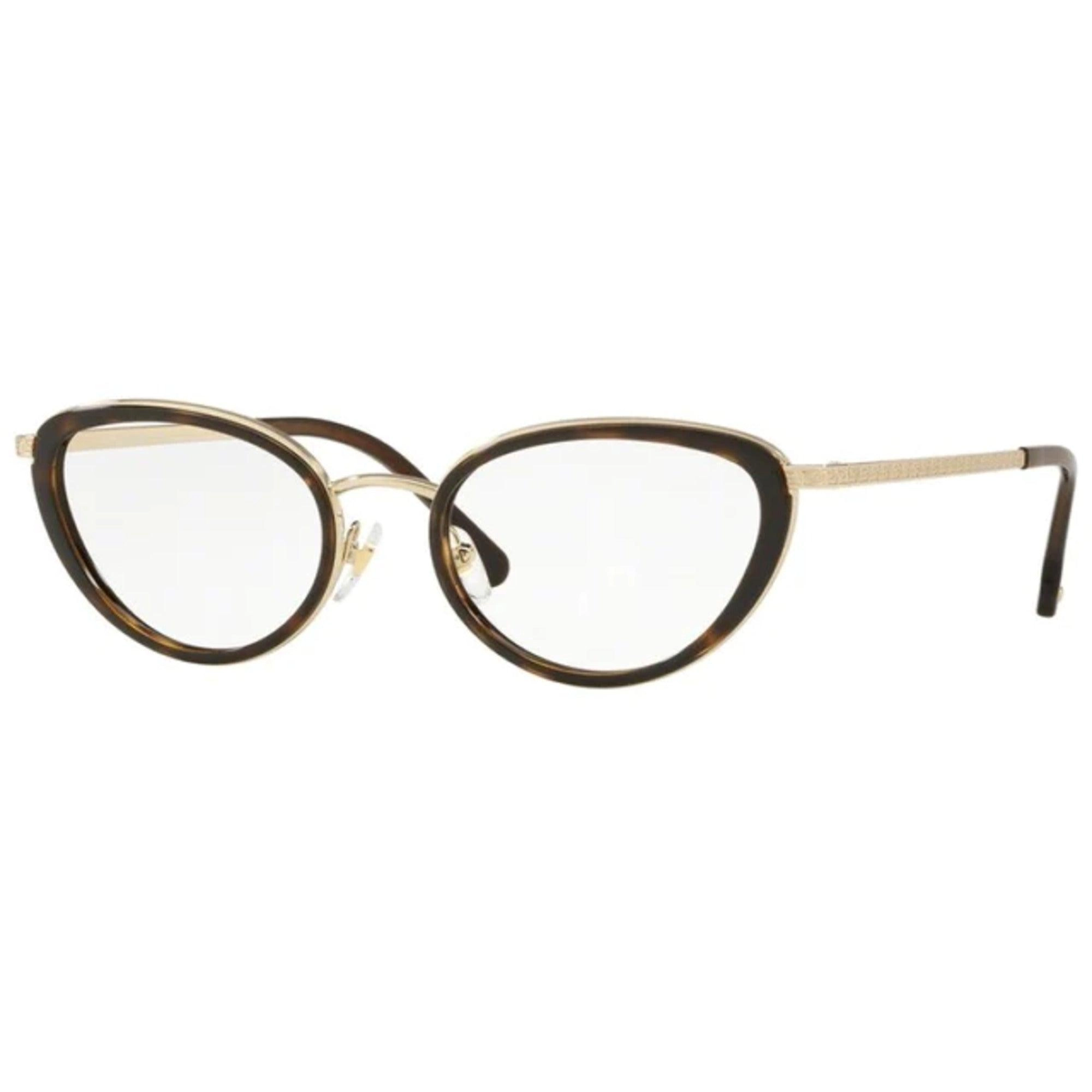 Versace Women's Eyeglasses - Havana Pale Gold Cat Eye Frame | VERSACE 0VE1258 1440