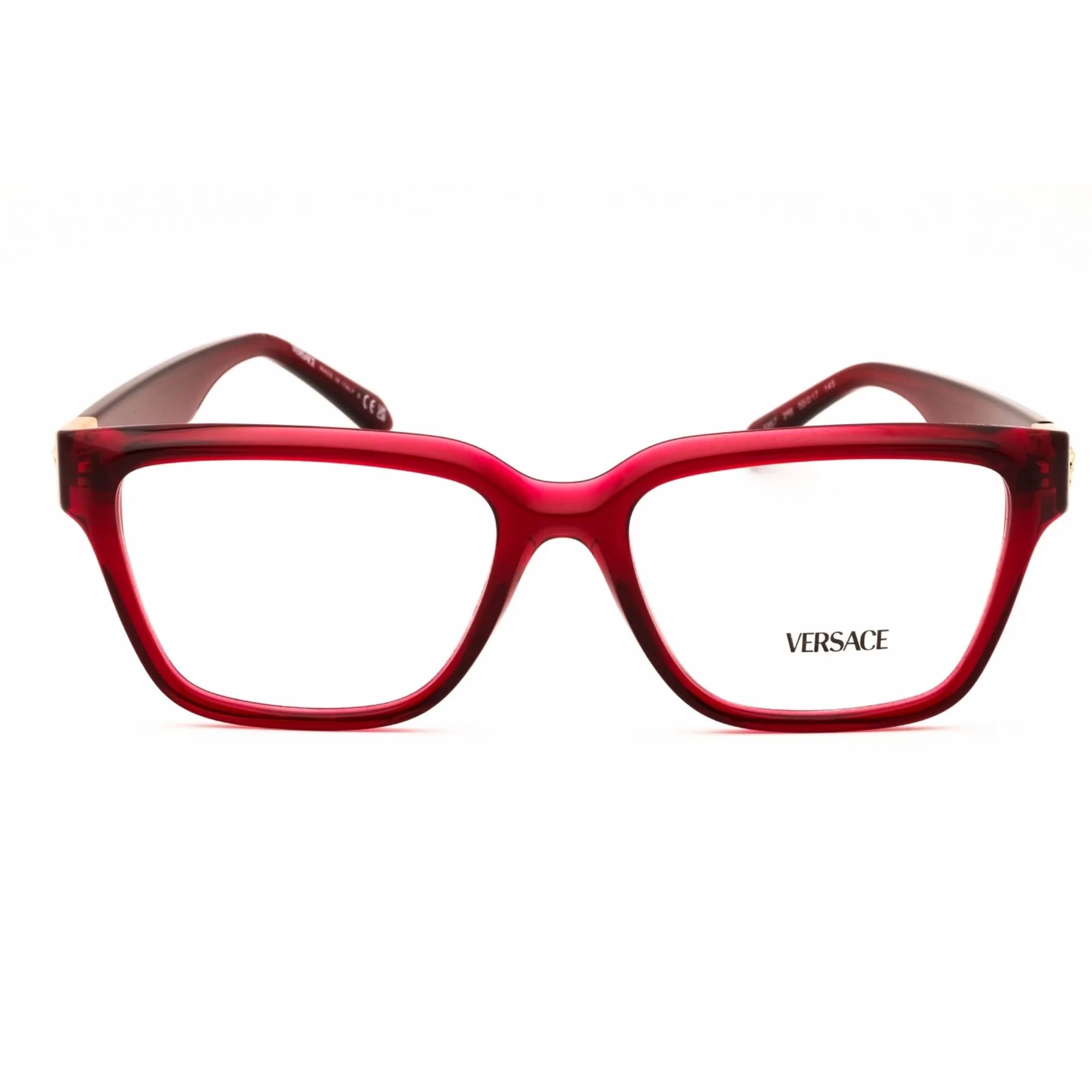 Versace Women's Eyeglasses - Transparent Red Rectangular Full Rim Frame | 0VE3357 388