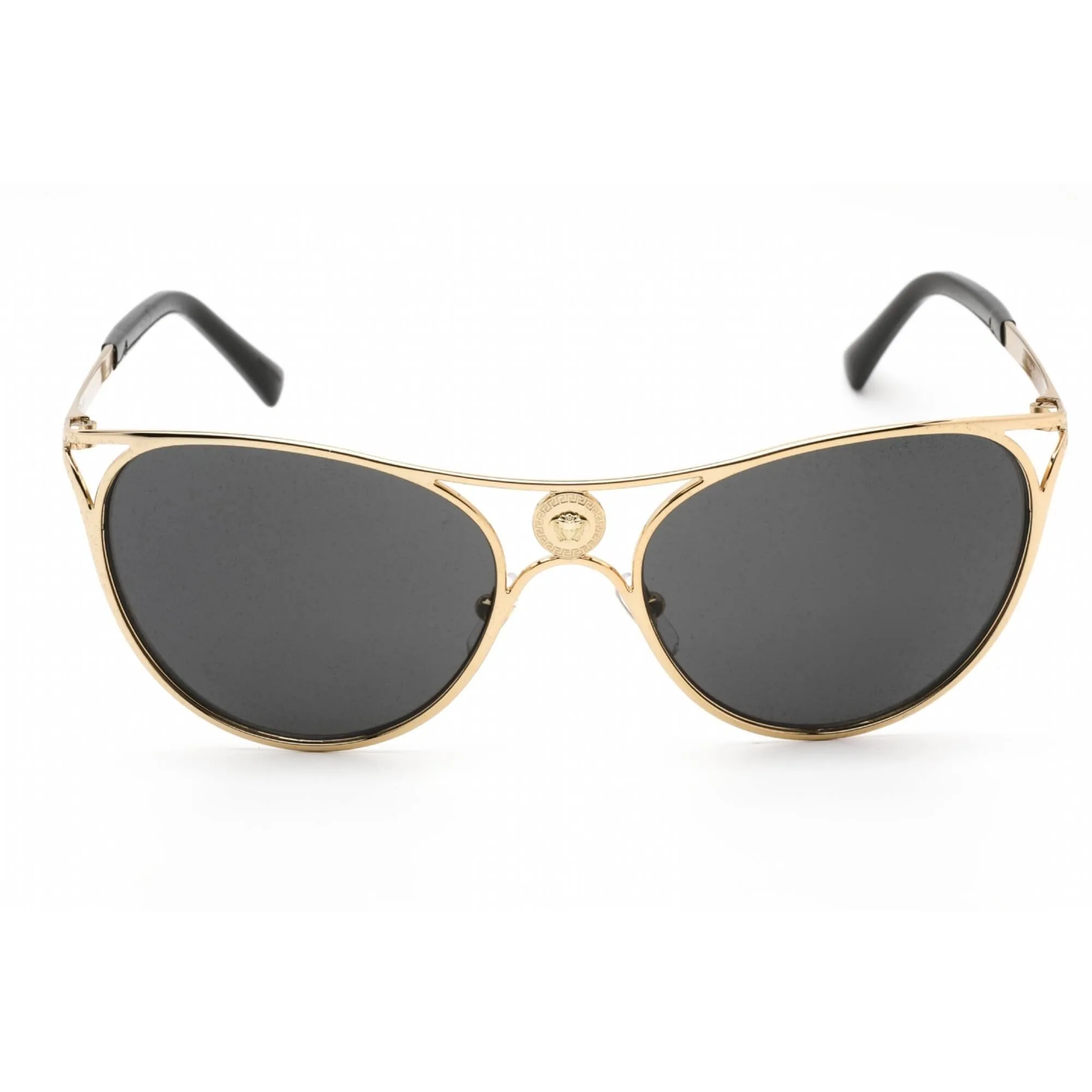 Versace Women's Sunglasses - Gold Cat Eye Shape Frame Dark Grey Lens | VE2237 100287