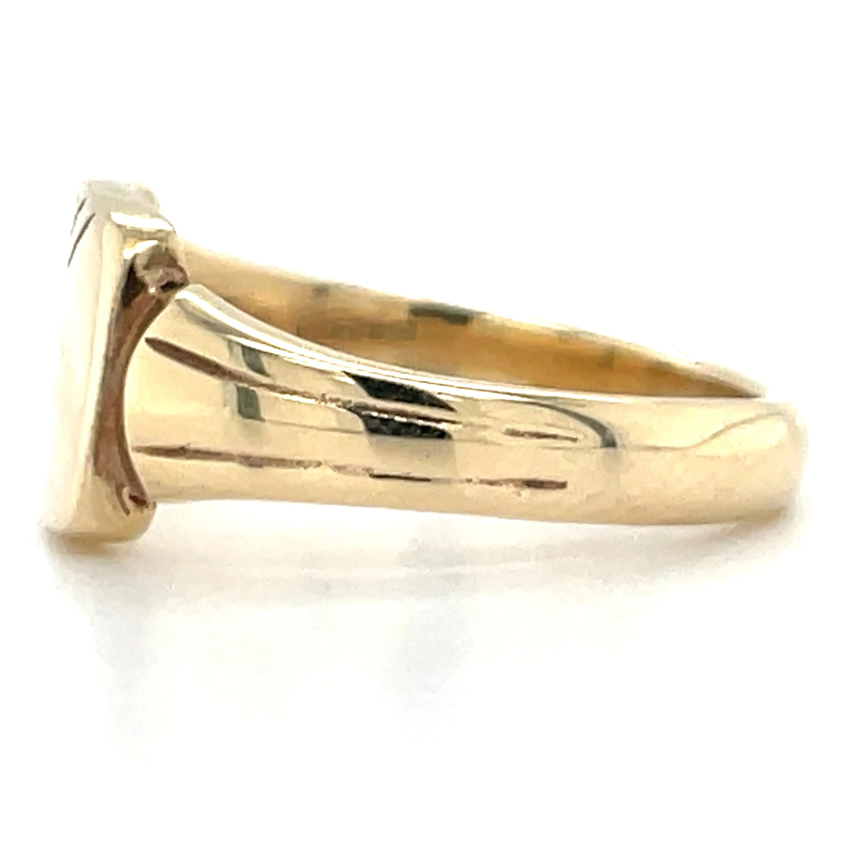 Vintage 9ct Yellow Gold Half Engraved Square Signet Ring