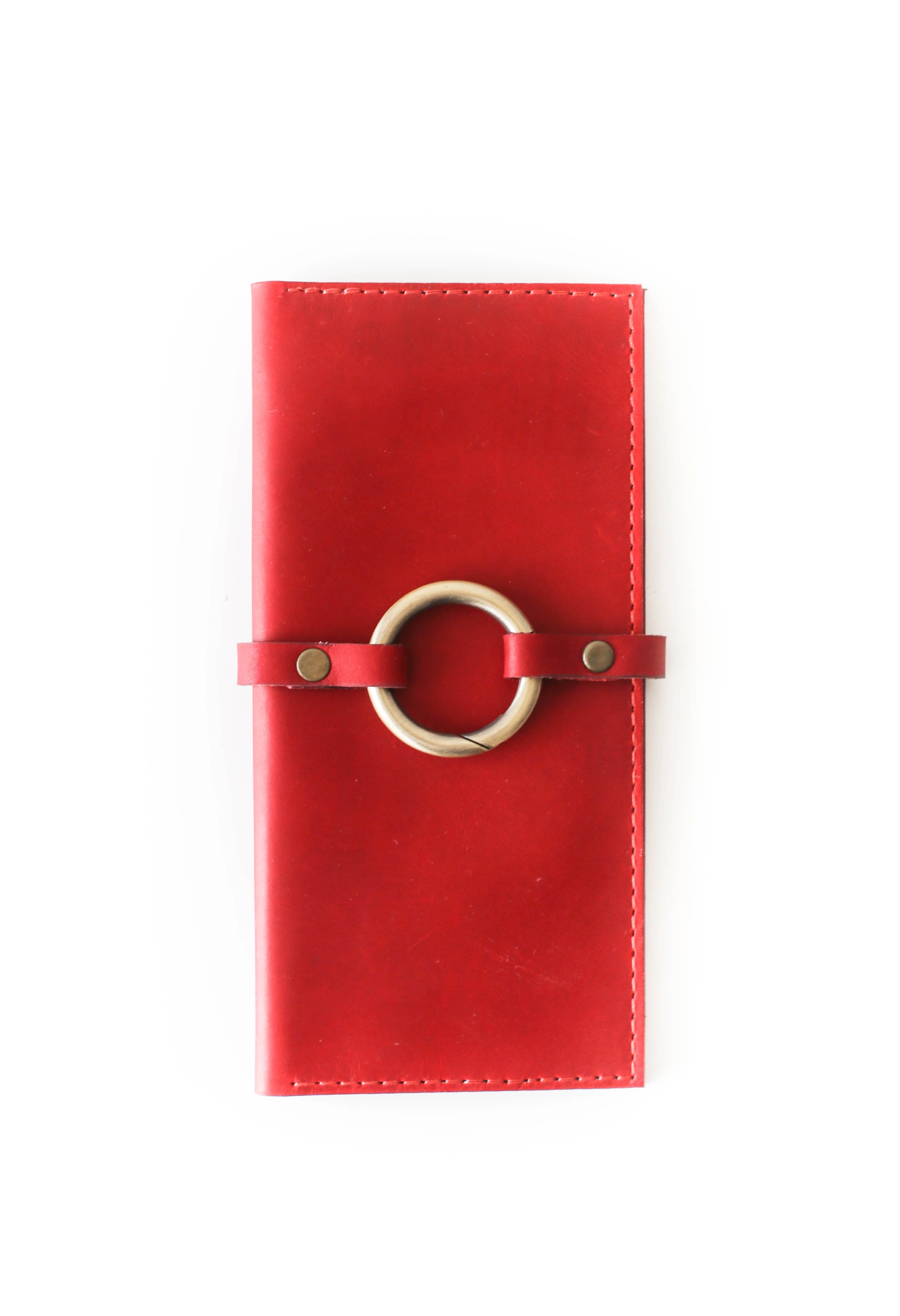 Women's Bifold Red Leather Wallet - N02